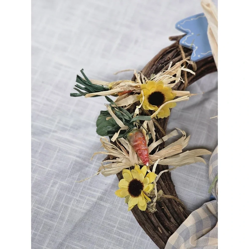 Vintage Easter Bunny Spring Grapevine Wreath Rustic Floral Door Decor